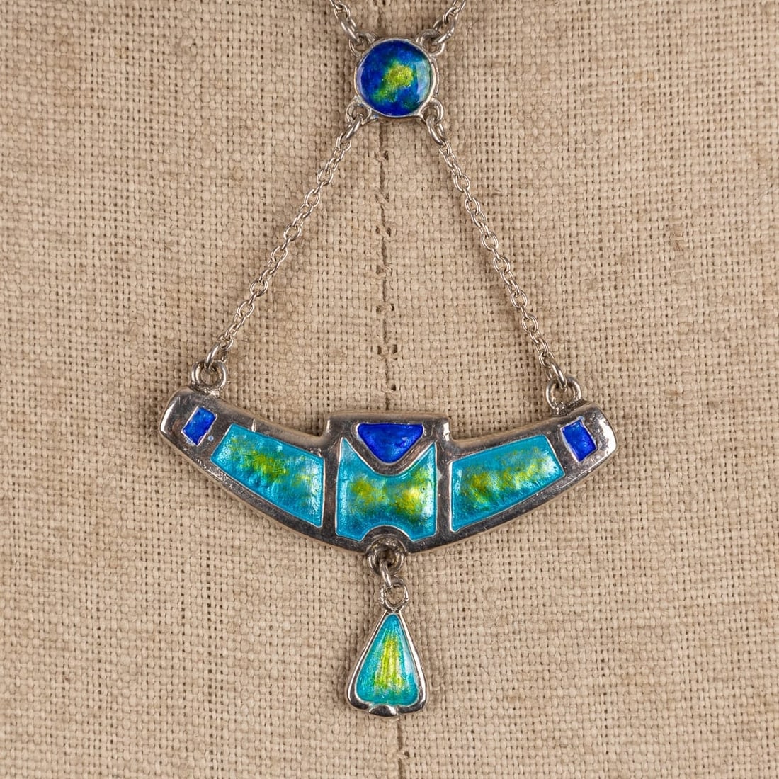 ANTIQUE 20thC SILVER & ENAMEL PENDANT, CHARLES HORNER c.1908 - 2