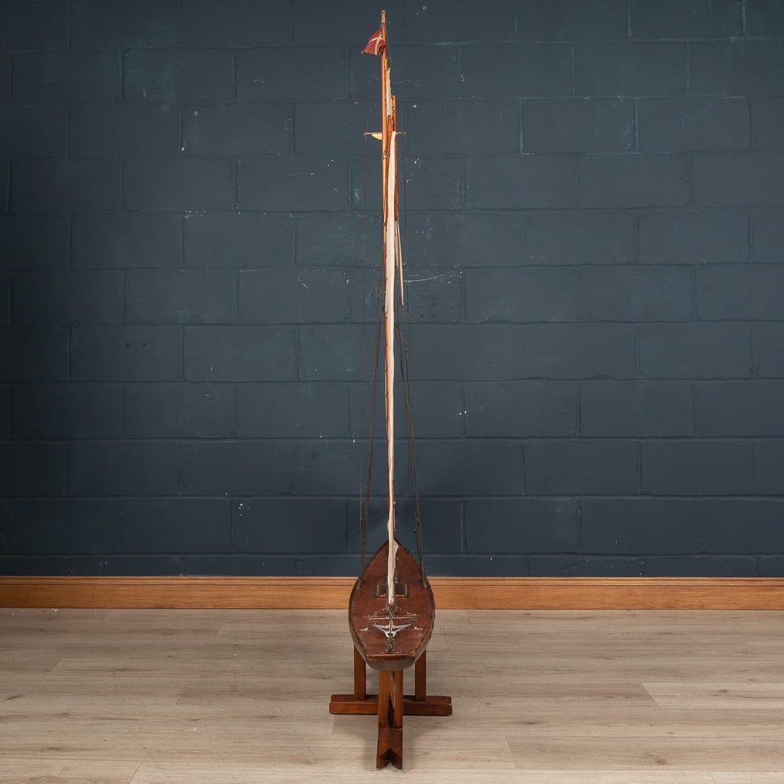 ANTIQUE 20thC ENGLISH GAFF RIGGED RACING WOOD POND YACHT c.1910 - 5