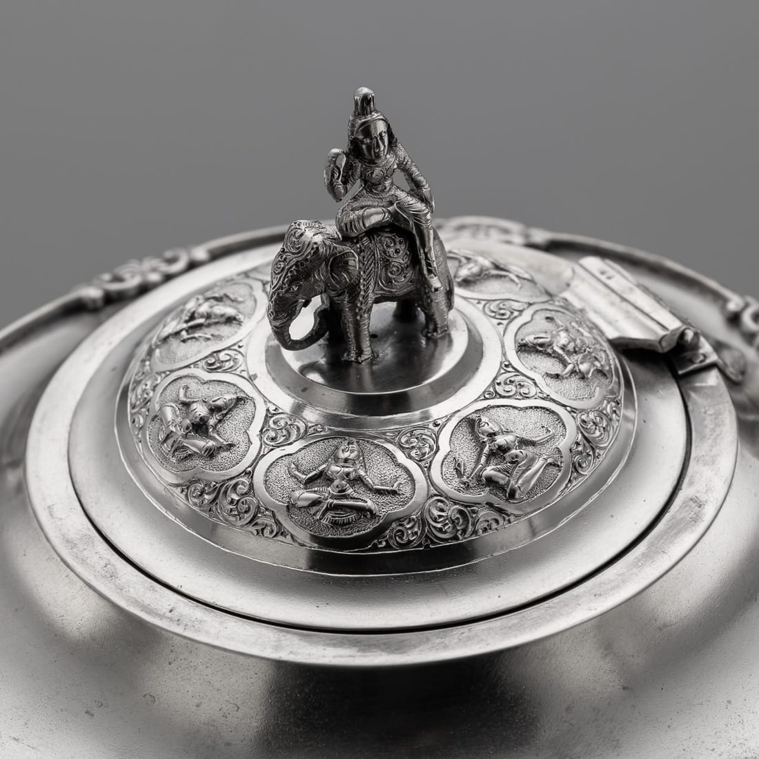 ANTIQUE 19thC INDIAN SOLID SILVER THREE PIECE TEA SET, BANGALORE c.1890 - 10