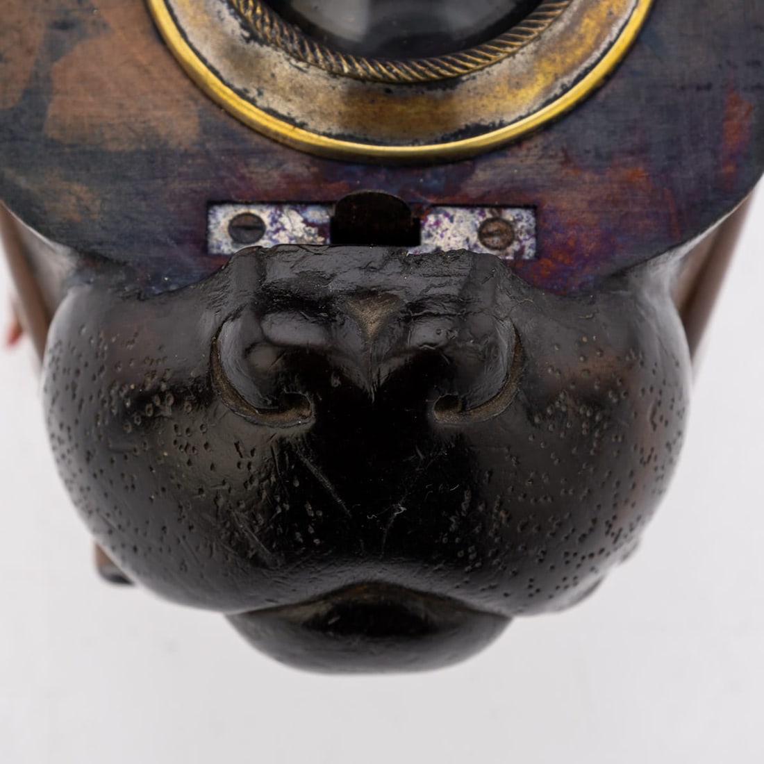 ANTIQUE 19thC VICTORIAN LIGNUM VITAE BULLDOG INKWELL c.1860 - 11