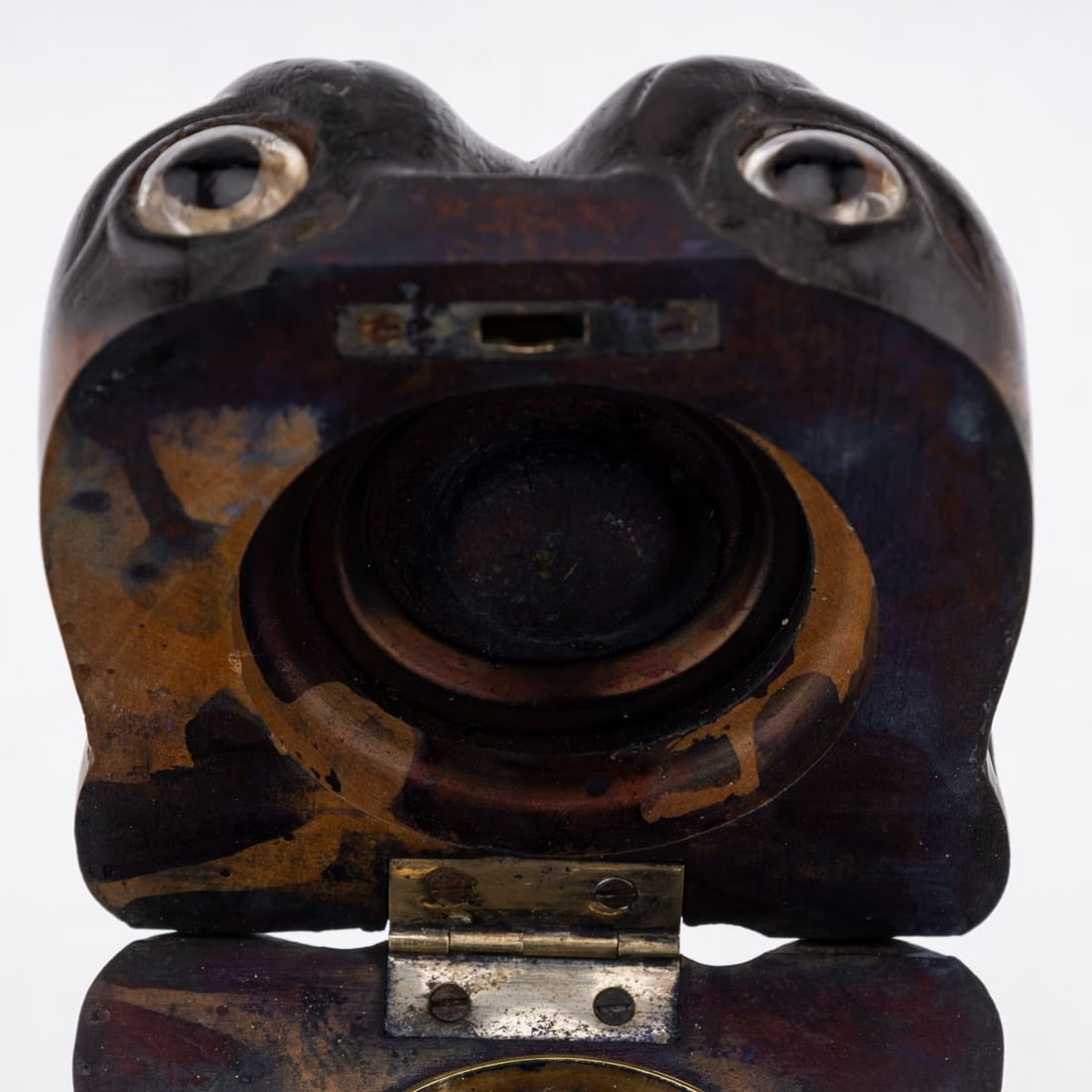 ANTIQUE 19thC VICTORIAN LIGNUM VITAE BULLDOG INKWELL c.1860 - 12