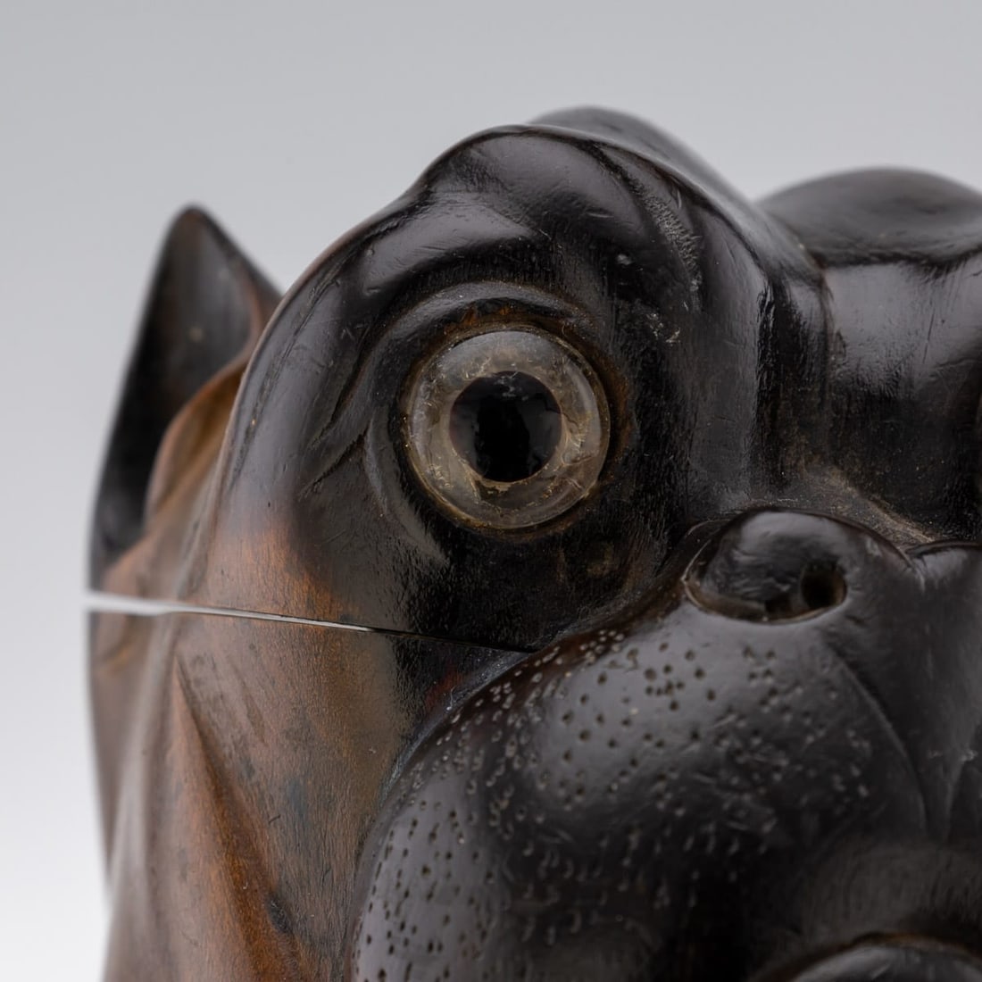 ANTIQUE 19thC VICTORIAN LIGNUM VITAE BULLDOG INKWELL c.1860 - 14