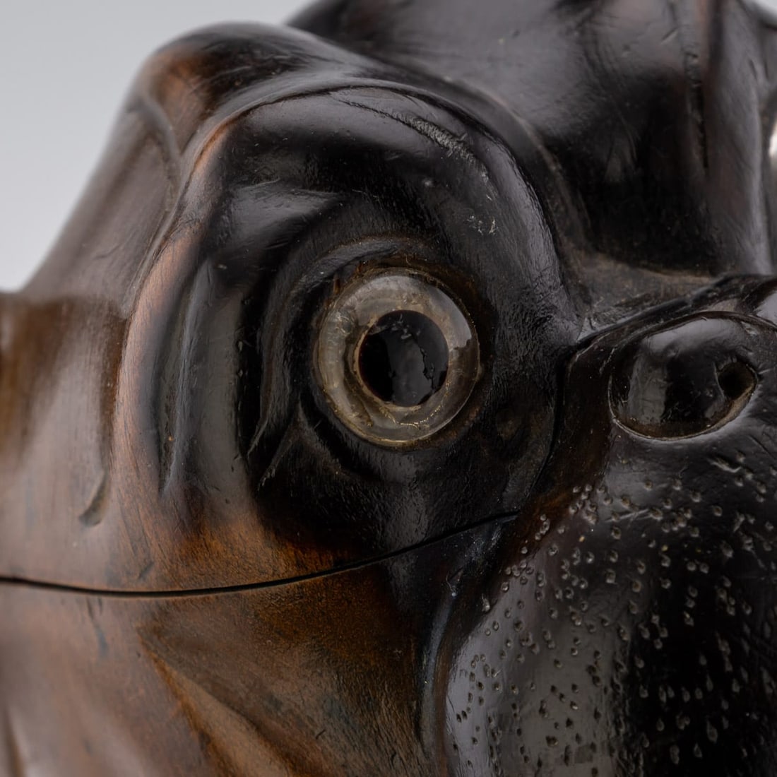 ANTIQUE 19thC VICTORIAN LIGNUM VITAE BULLDOG INKWELL c.1860 - 15