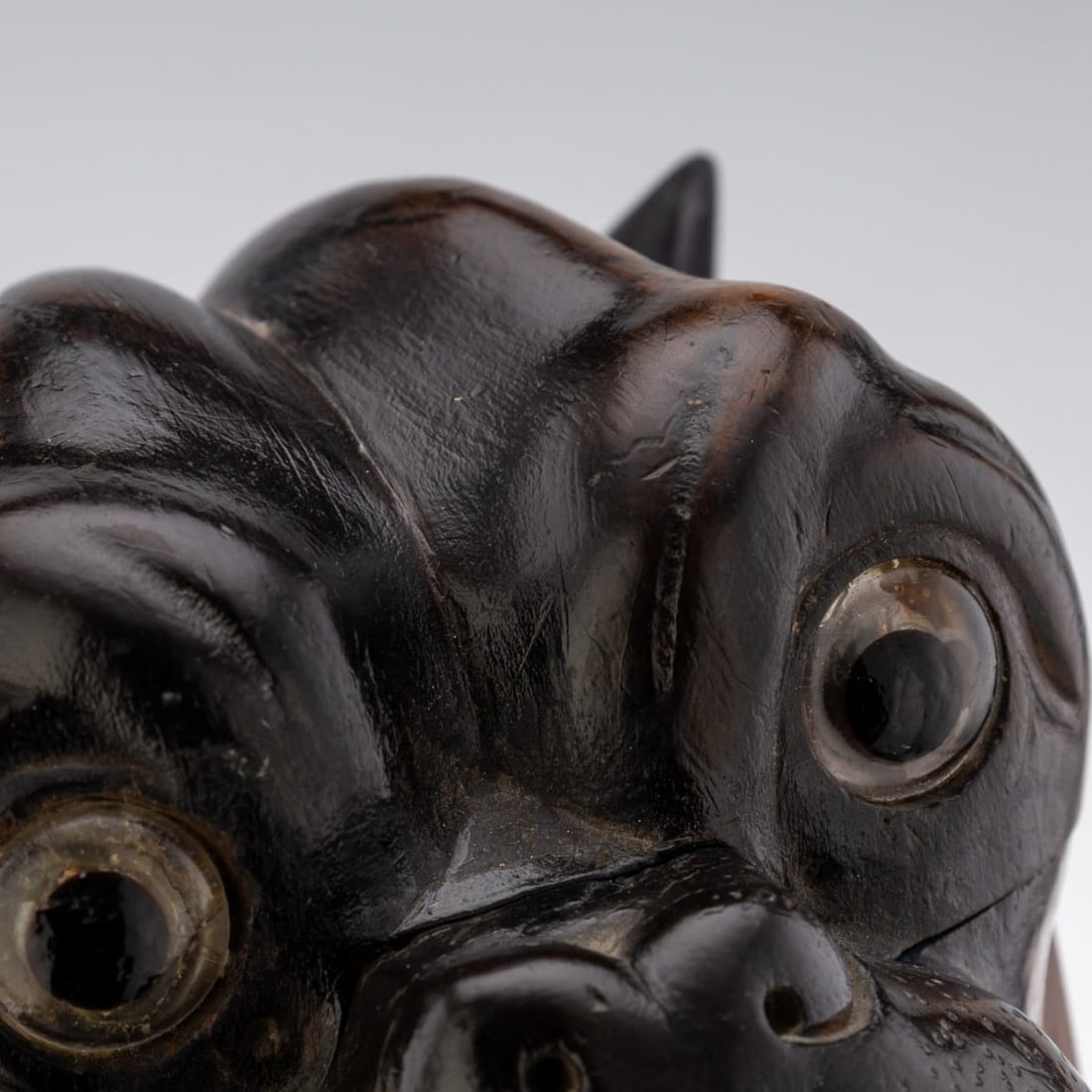 ANTIQUE 19thC VICTORIAN LIGNUM VITAE BULLDOG INKWELL c.1860 - 18