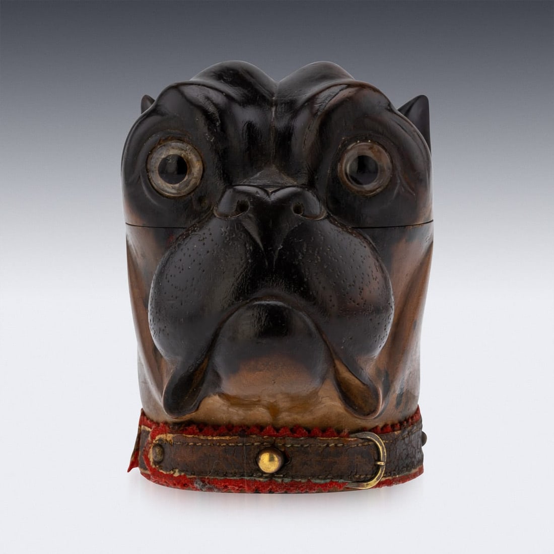ANTIQUE 19thC VICTORIAN LIGNUM VITAE BULLDOG INKWELL c.1860 - 2