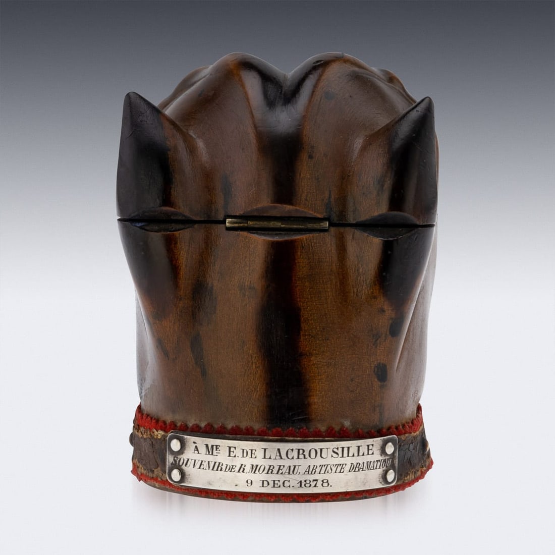 ANTIQUE 19thC VICTORIAN LIGNUM VITAE BULLDOG INKWELL c.1860 - 4
