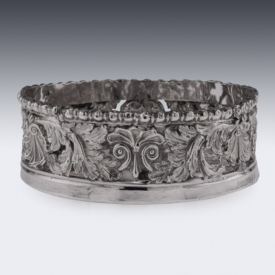 ANTIQUE 19thC GEORGIAN SOLID SILVER PAIR OF WINE COASTERS, SHEFFIELD c.1810 - 2