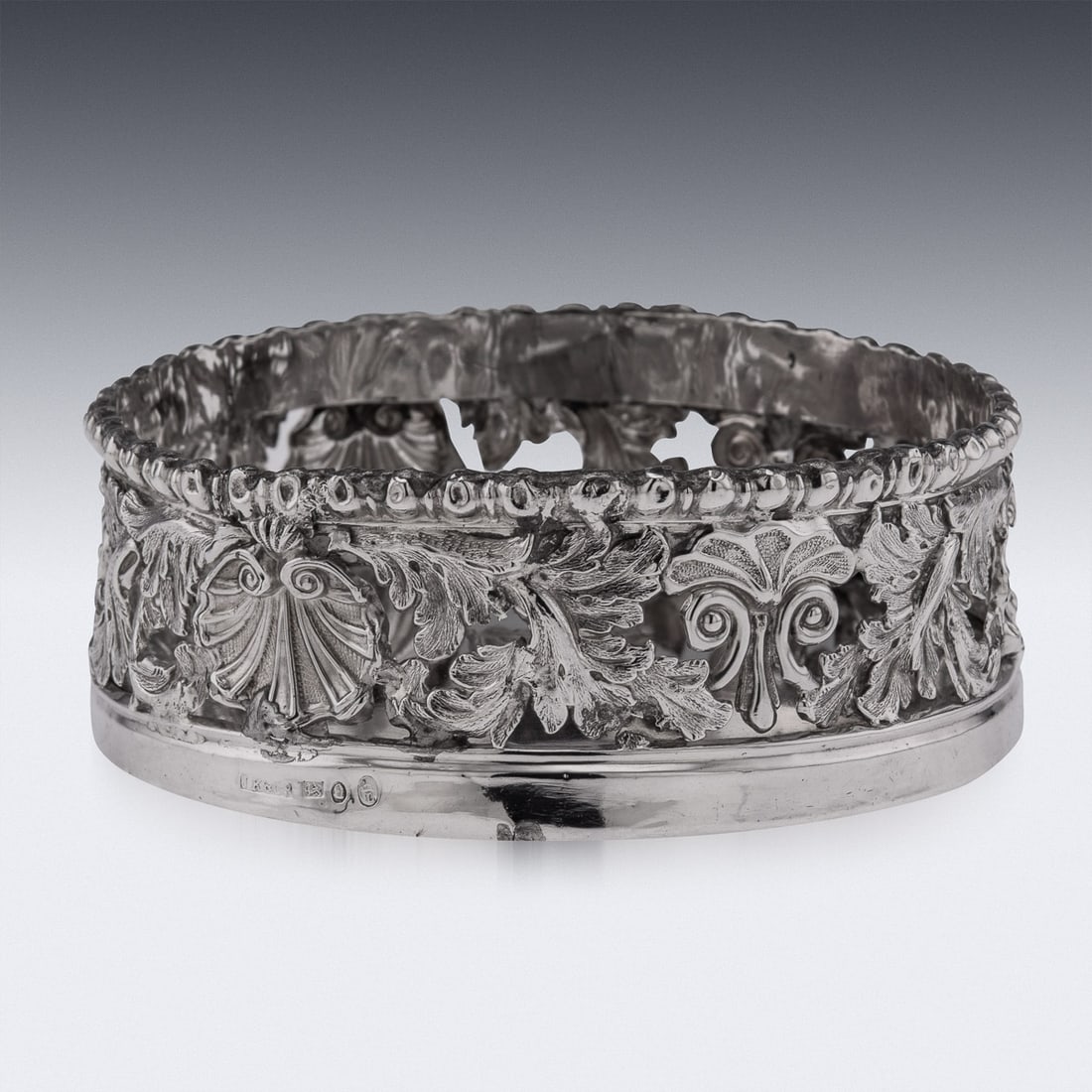 ANTIQUE 19thC GEORGIAN SOLID SILVER PAIR OF WINE COASTERS, SHEFFIELD c.1810 - 4