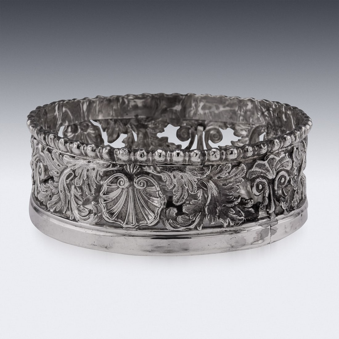 ANTIQUE 19thC GEORGIAN SOLID SILVER PAIR OF WINE COASTERS, SHEFFIELD c.1810 - 5