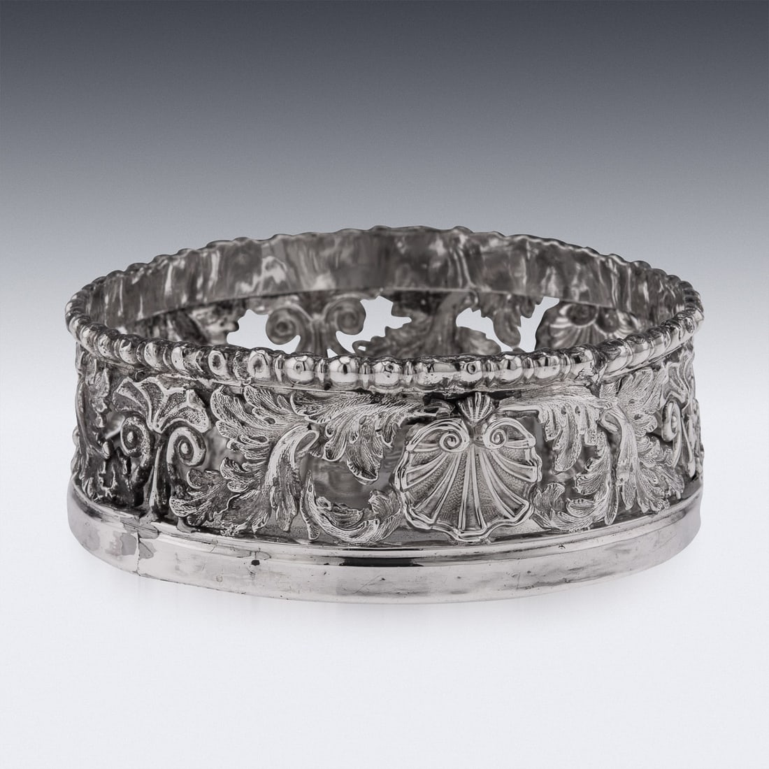 ANTIQUE 19thC GEORGIAN SOLID SILVER PAIR OF WINE COASTERS, SHEFFIELD c.1810 - 6