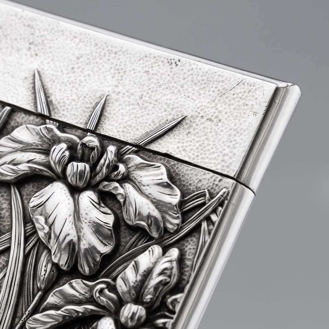 ANTIQUE 20thC JAPANESE MEIJI SOLID SILVER CARD CASE c.1900 - 6
