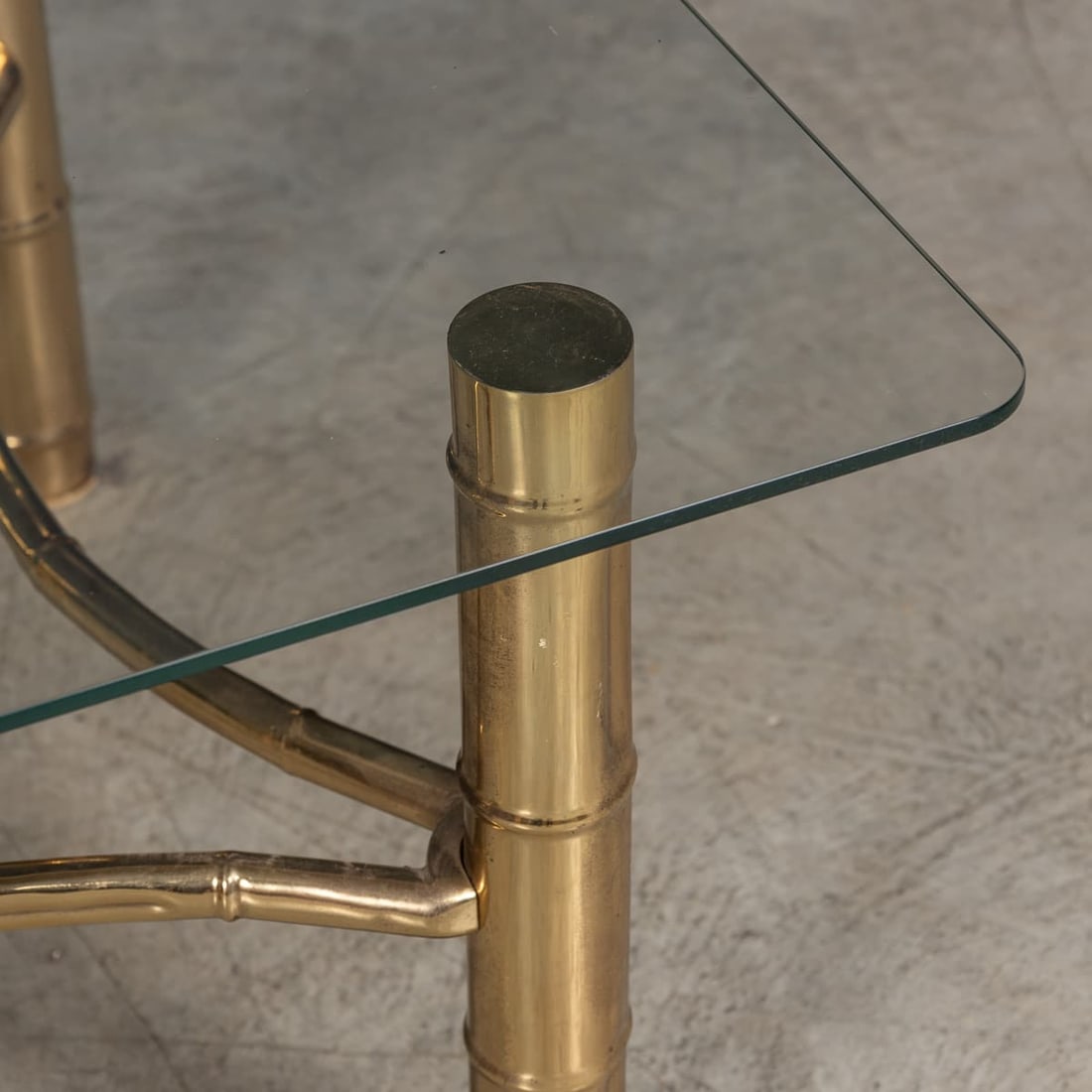 20thC FRENCH PAIR OF BRASS SIDE TABLES ATTRIBUTABLE TO MAISON JANSEN c.1970 - 11
