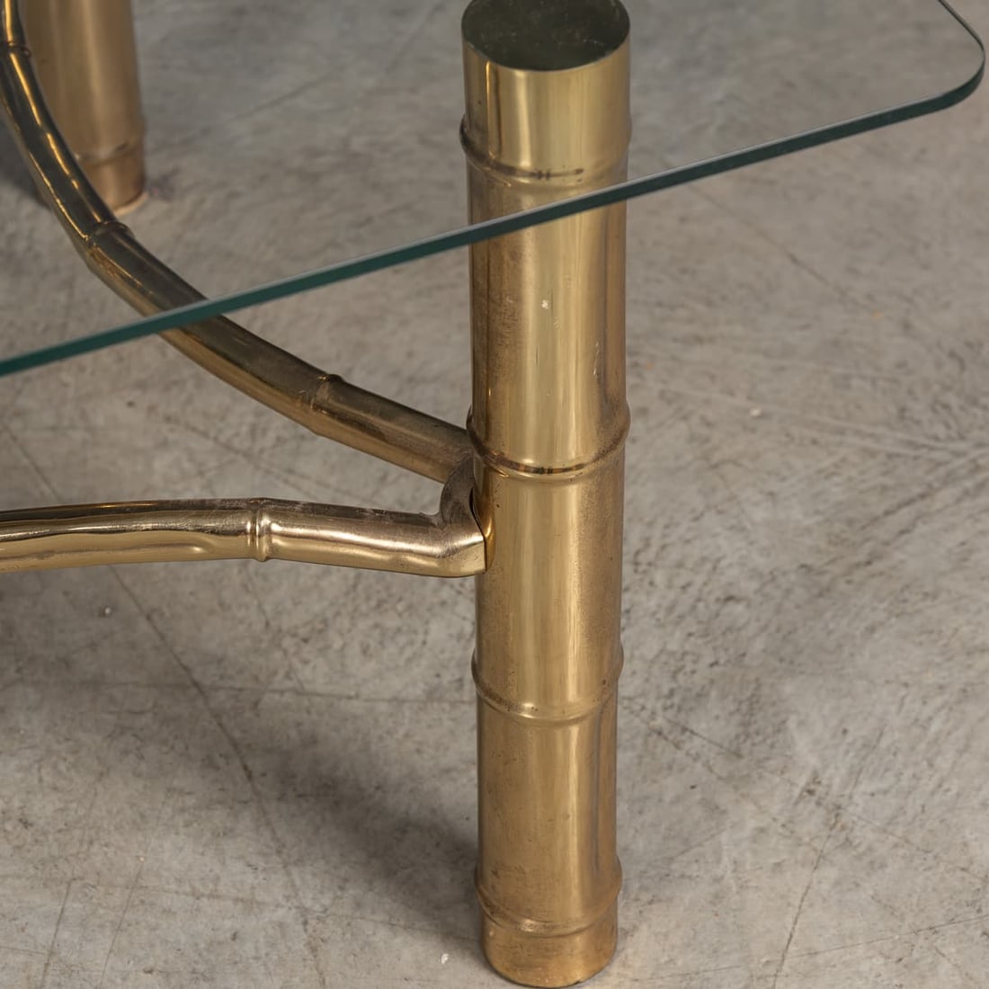 20thC FRENCH PAIR OF BRASS SIDE TABLES ATTRIBUTABLE TO MAISON JANSEN c.1970 - 12