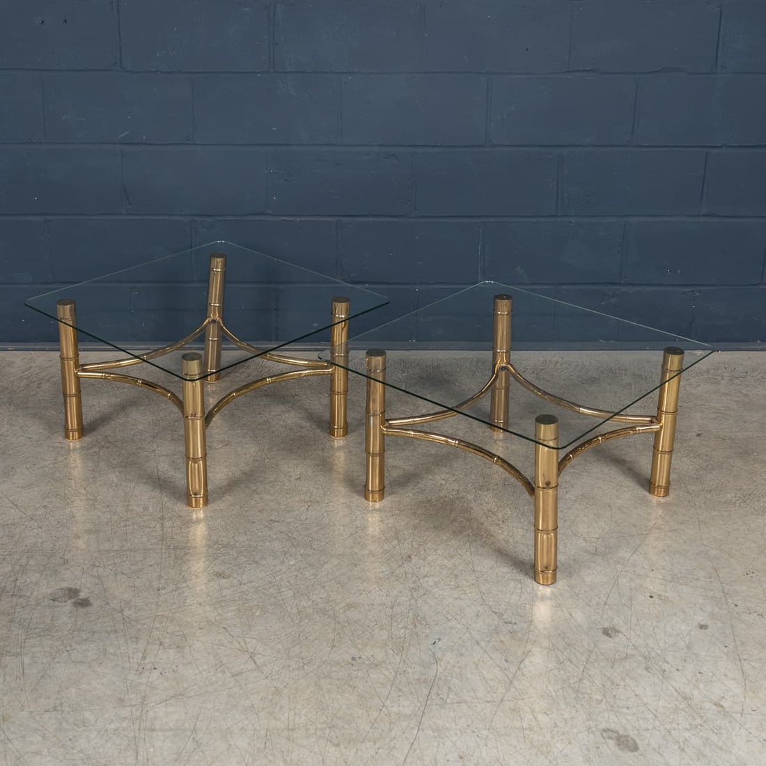 20thC FRENCH PAIR OF BRASS SIDE TABLES ATTRIBUTABLE TO MAISON JANSEN c.1970 - 6