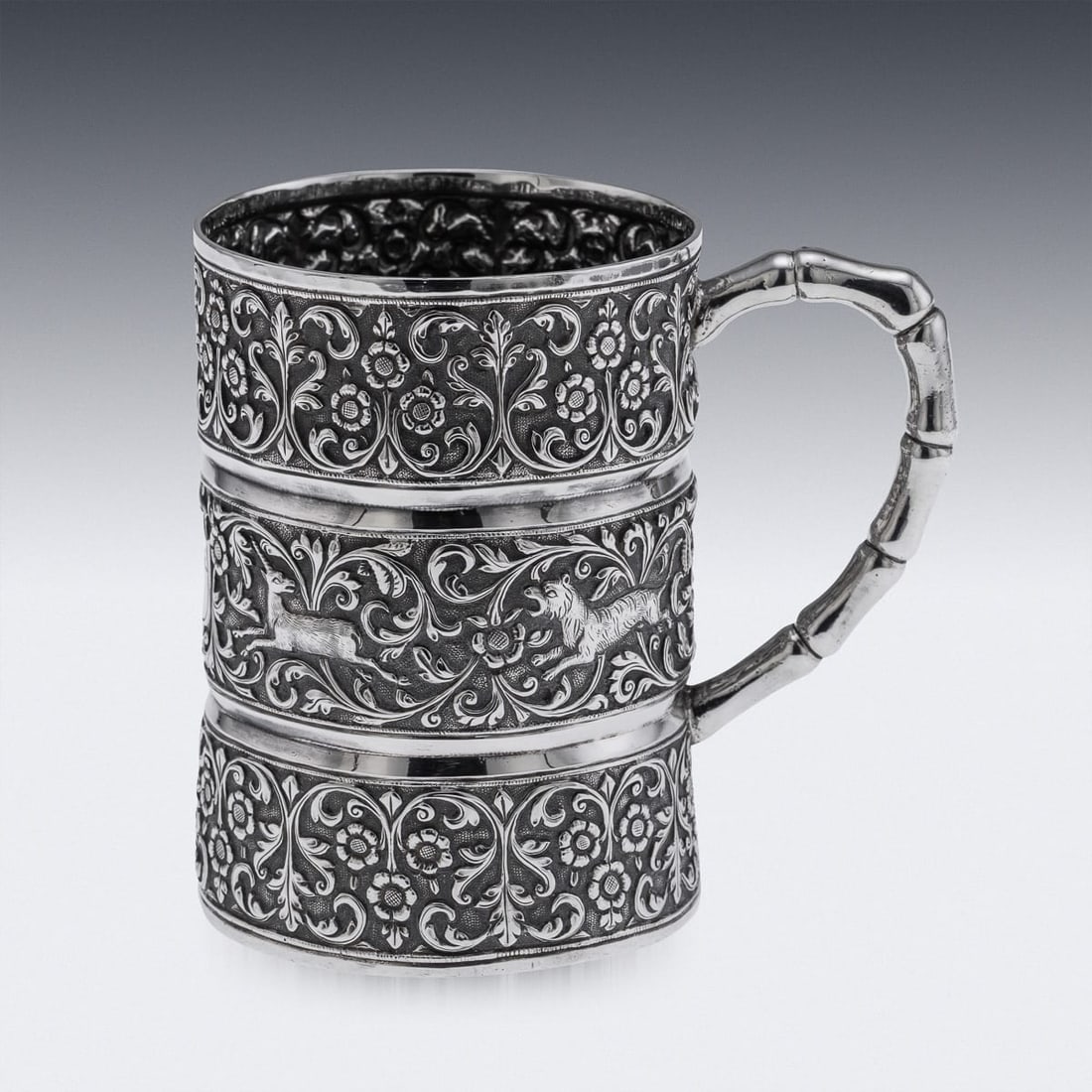 ANTIQUE 19thC INDIAN KUTCH SOLID SILVER MUG, OOMERSI MAWJI, BHUJ c.1890 - 3