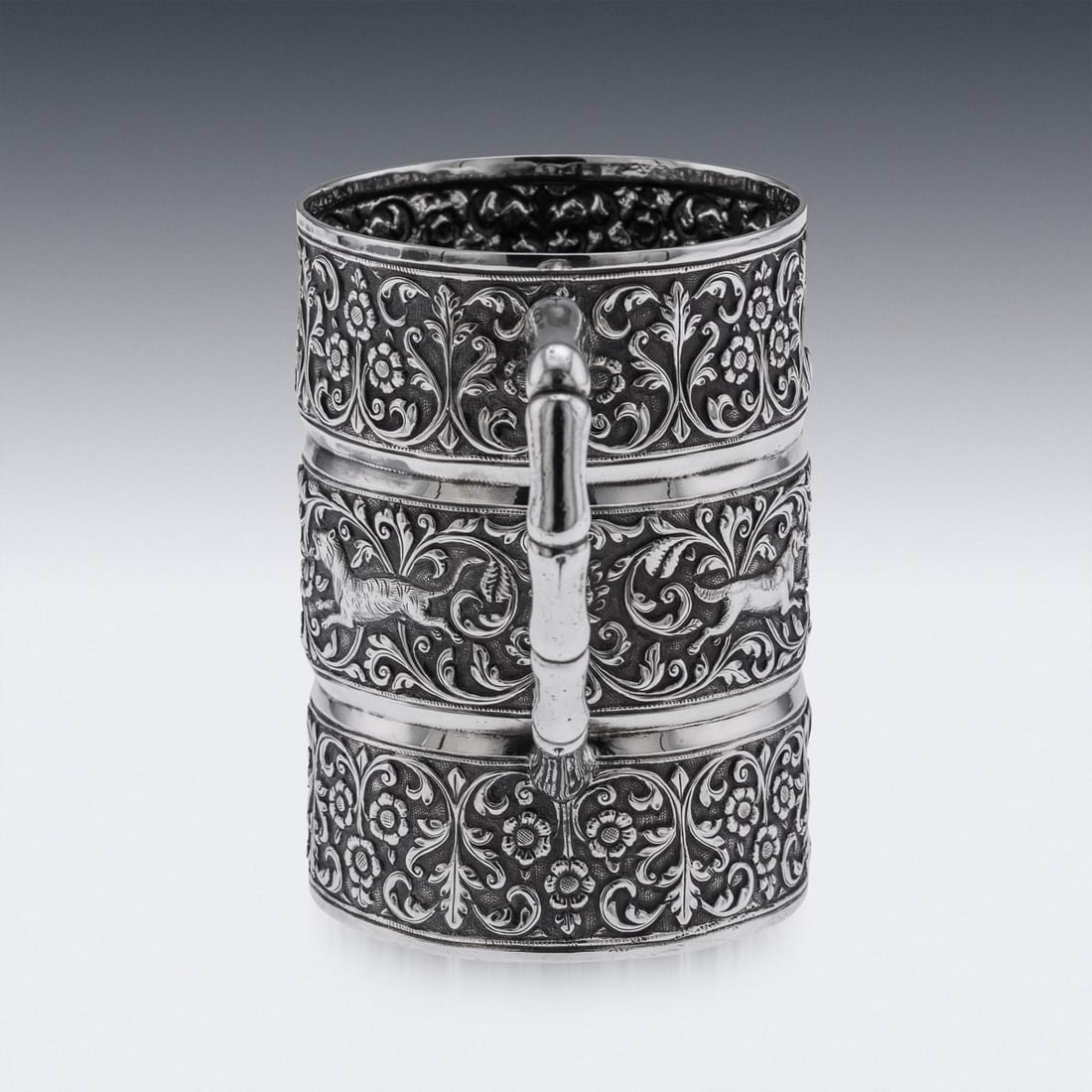 ANTIQUE 19thC INDIAN KUTCH SOLID SILVER MUG, OOMERSI MAWJI, BHUJ c.1890 - 4
