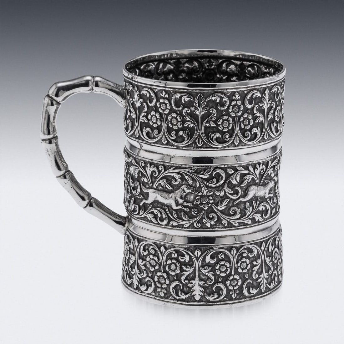 ANTIQUE 19thC INDIAN KUTCH SOLID SILVER MUG, OOMERSI MAWJI, BHUJ c.1890 - 5