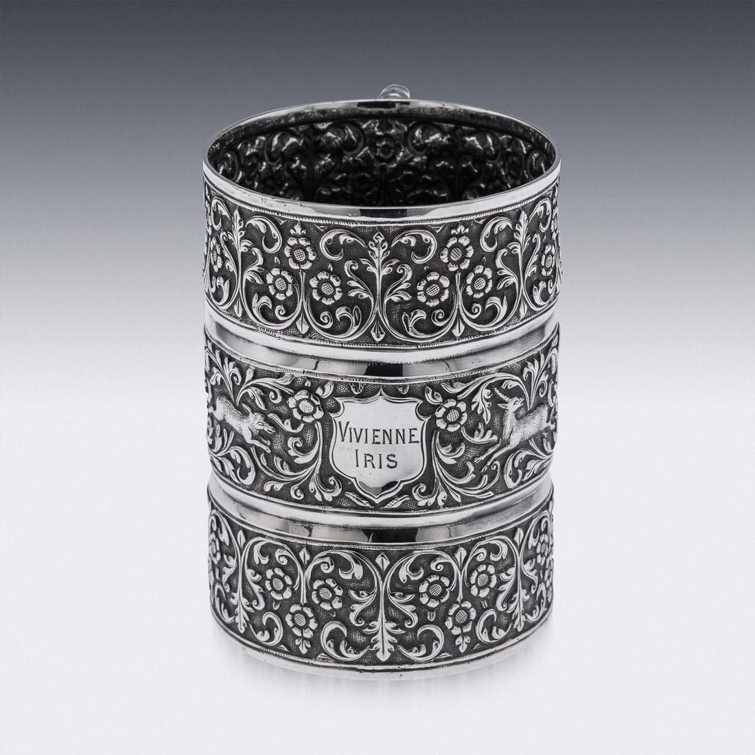 ANTIQUE 19thC INDIAN KUTCH SOLID SILVER MUG, OOMERSI MAWJI, BHUJ c.1890 - 6