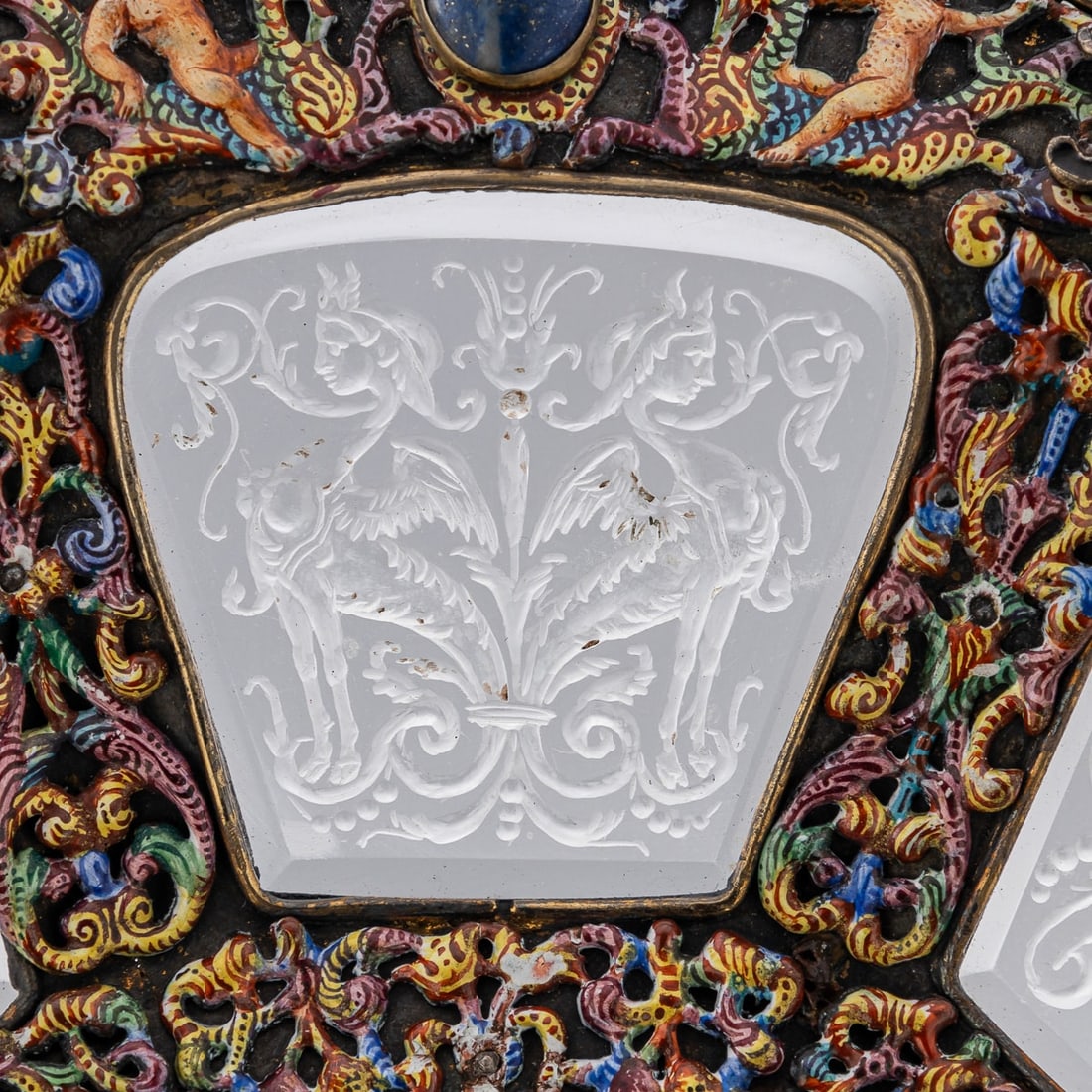 ANTIQUE 19thC AUSTRIAN SILVER, ENAMEL & ROCK CRYSTAL DISH, RUDOLF LINKE c.1890 - 16