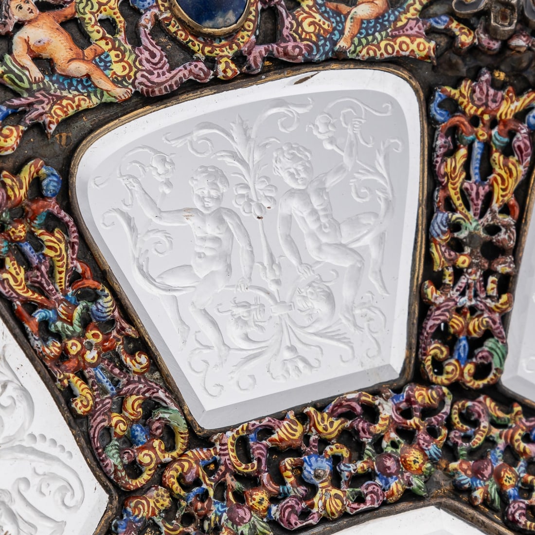 ANTIQUE 19thC AUSTRIAN SILVER, ENAMEL & ROCK CRYSTAL DISH, RUDOLF LINKE c.1890 - 7