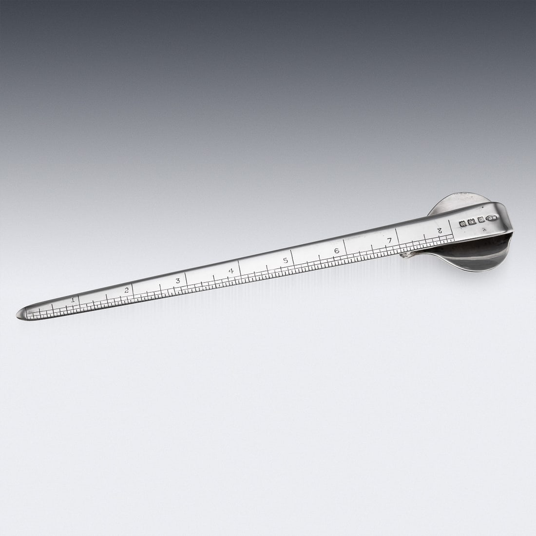 ANTIQUE 20thC ENGLISH SOLID SILVER LETTER OPENER & MEASURE c.1918 - 3