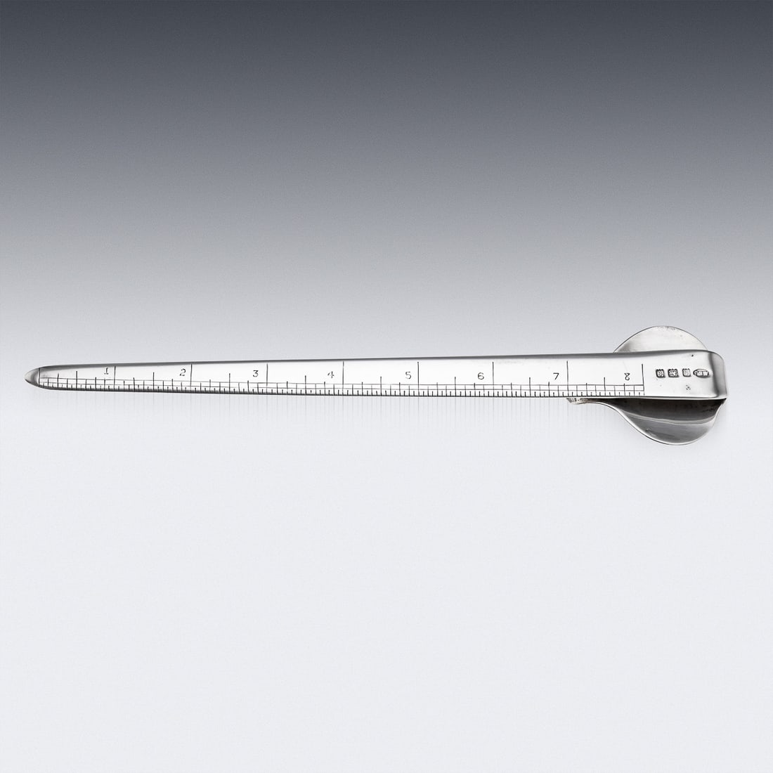 ANTIQUE 20thC ENGLISH SOLID SILVER LETTER OPENER & MEASURE c.1918 - 4