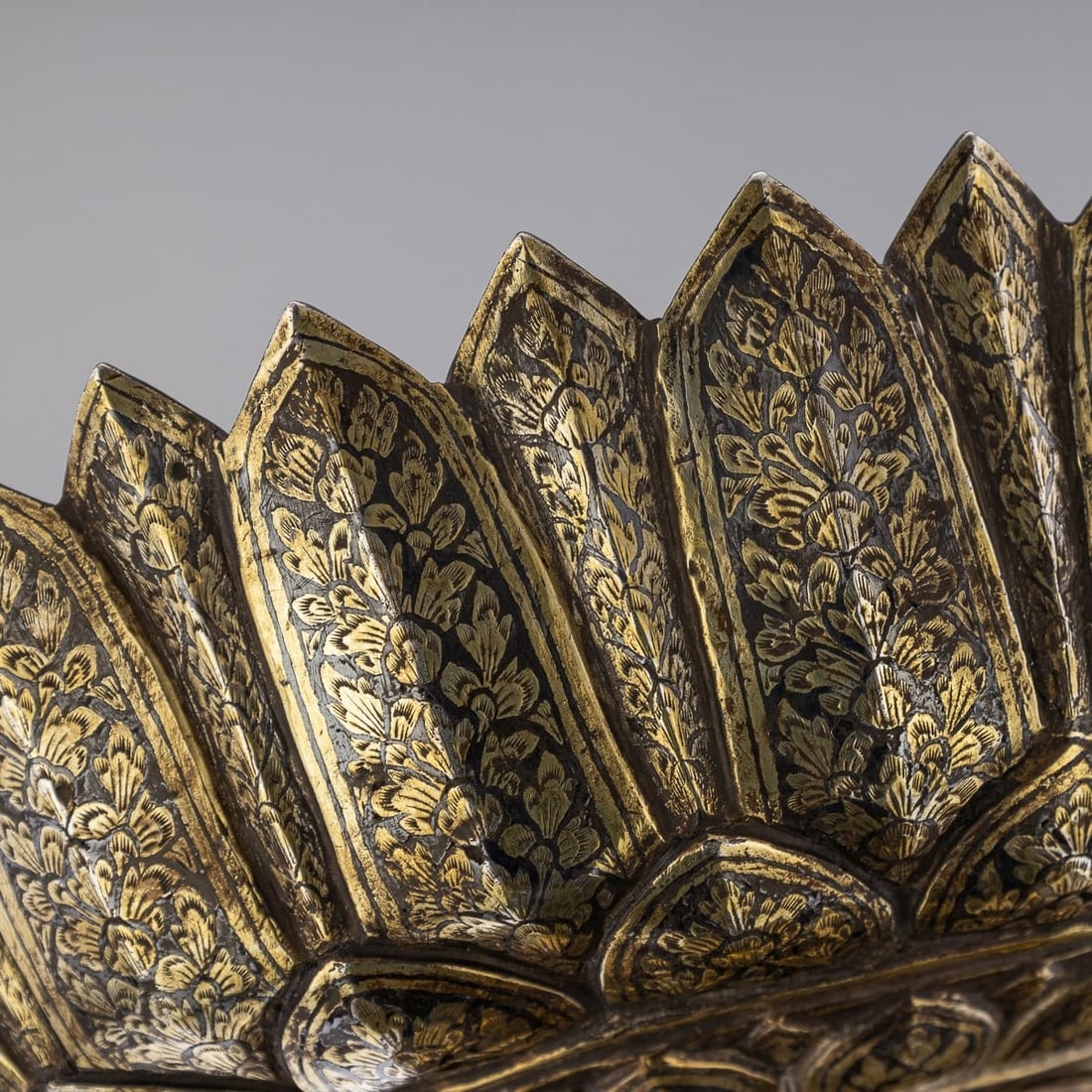 ANTIQUE 19thC THAI SOLID SILVER-GILT NIELLO ENAMEL LARGE BOWL, SIAM c.1800 - 10