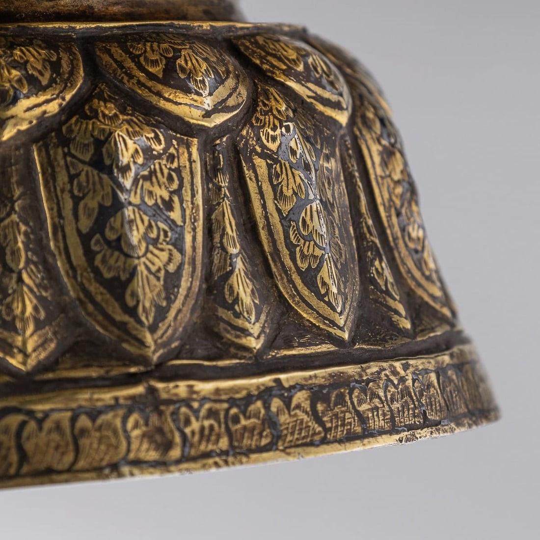 ANTIQUE 19thC THAI SOLID SILVER-GILT NIELLO ENAMEL LARGE BOWL, SIAM c.1800 - 19
