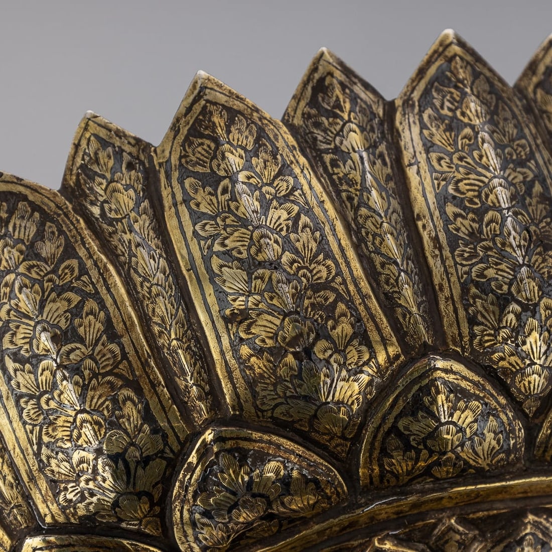 ANTIQUE 19thC THAI SOLID SILVER-GILT NIELLO ENAMEL LARGE BOWL, SIAM c.1800 - 9