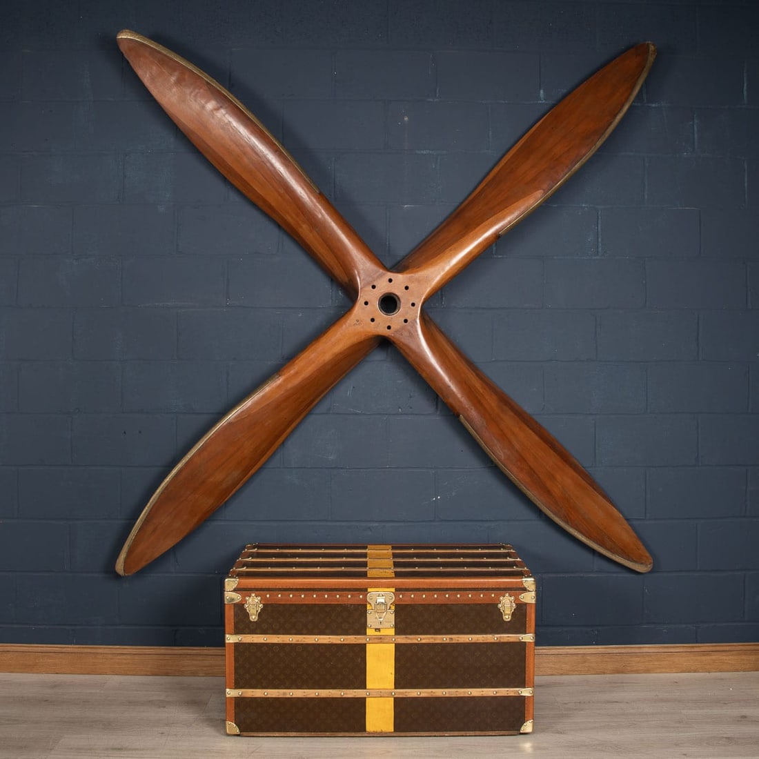 ANTIQUE 20thC ENGLISH FOUR-BLADE WOOD PROPELLER BY VICKERS VERNON c.1920 - 5