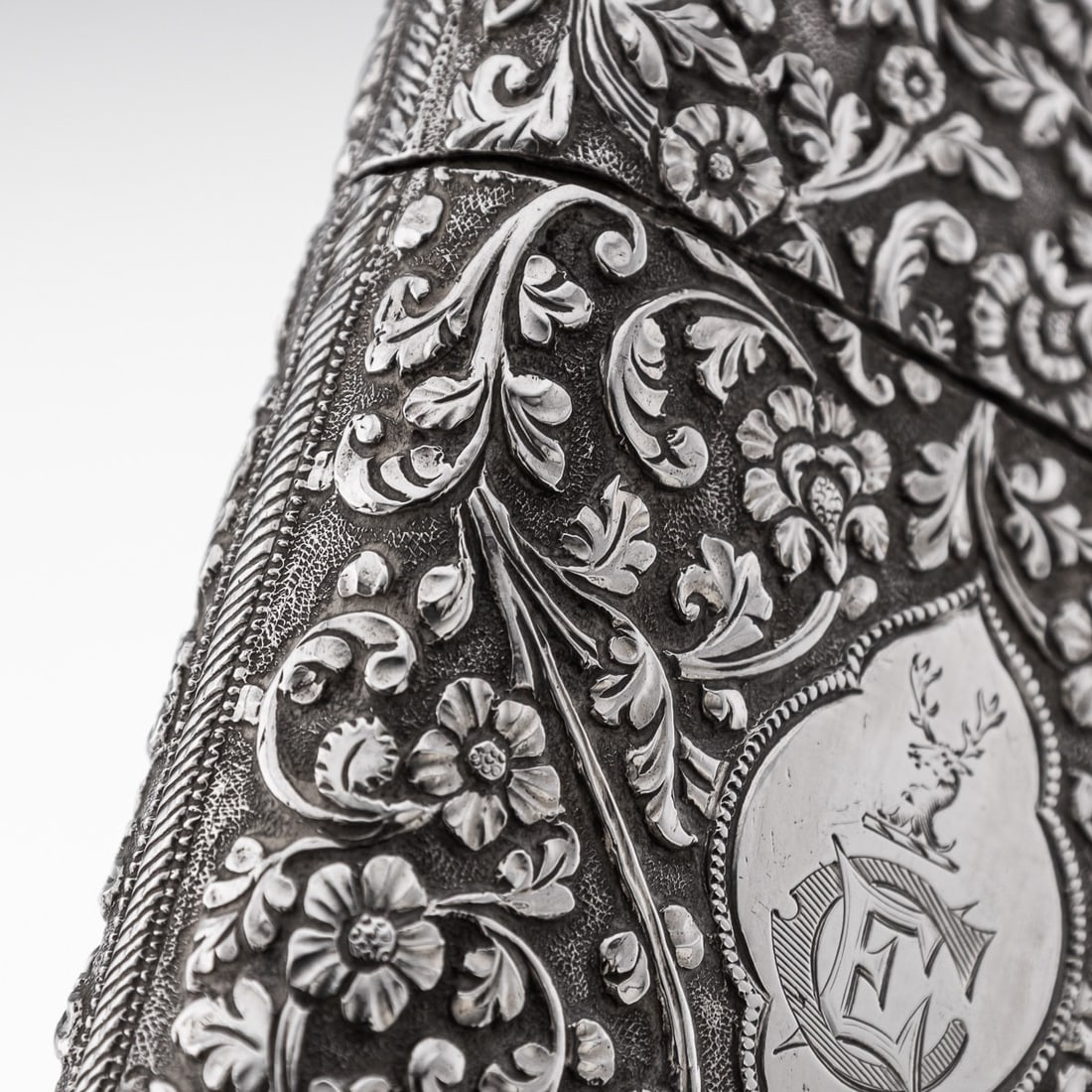 ANTIQUE 19thC INDIAN KUTCH SOLID SILVER CIGAR CASE c.1880 - 14