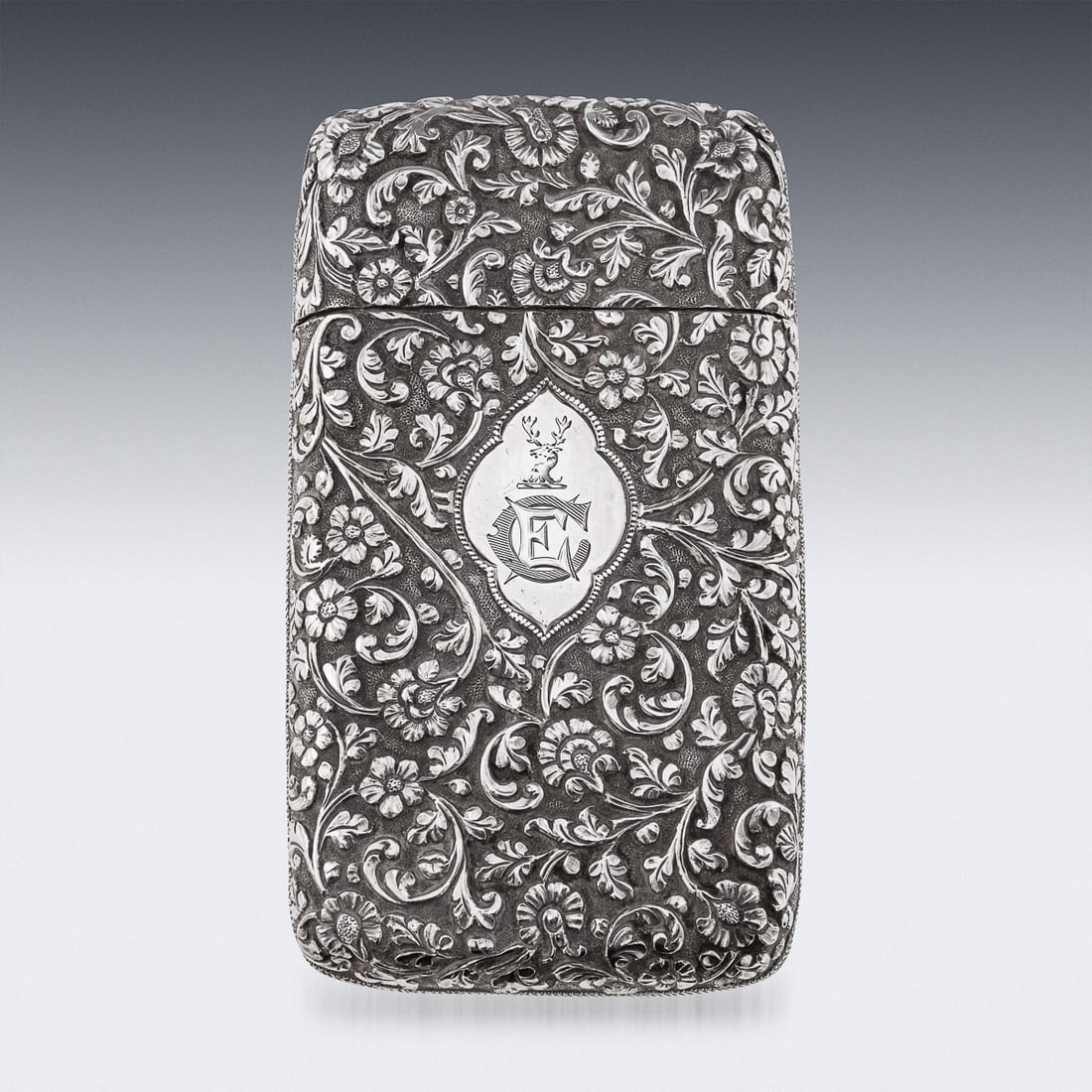 ANTIQUE 19thC INDIAN KUTCH SOLID SILVER CIGAR CASE c.1880 - 3