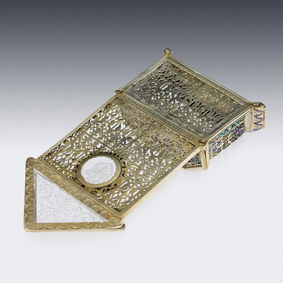 ANTIQUE 19thC AUSTRIAN SOLID SILVER-GILT & ENAMEL RELIQUARY, RUDOLF LINKE c.1890 - 12