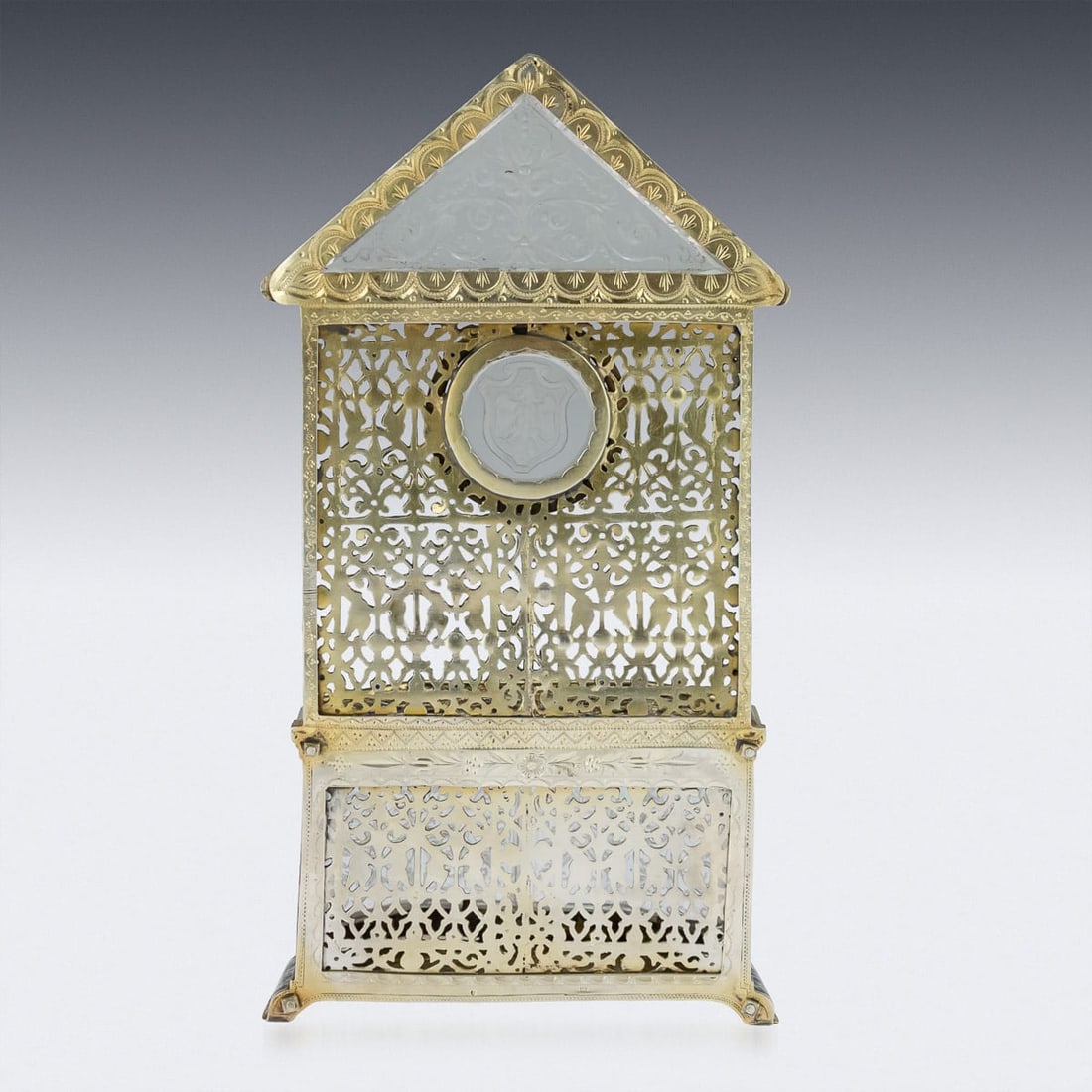 ANTIQUE 19thC AUSTRIAN SOLID SILVER-GILT & ENAMEL RELIQUARY, RUDOLF LINKE c.1890 - 13