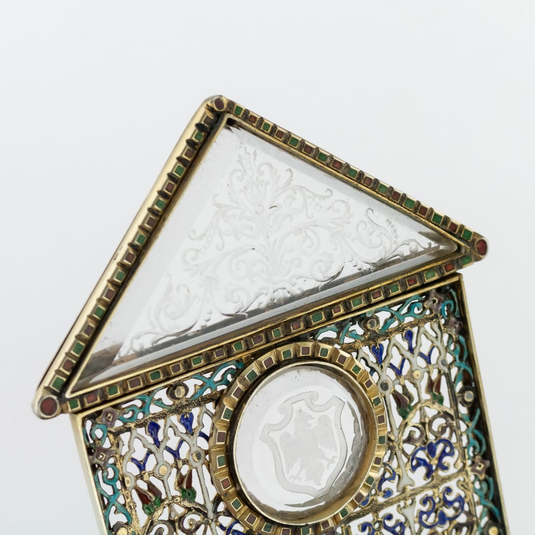 ANTIQUE 19thC AUSTRIAN SOLID SILVER-GILT & ENAMEL RELIQUARY, RUDOLF LINKE c.1890 - 14