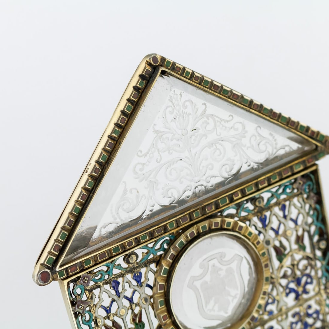 ANTIQUE 19thC AUSTRIAN SOLID SILVER-GILT & ENAMEL RELIQUARY, RUDOLF LINKE c.1890 - 16
