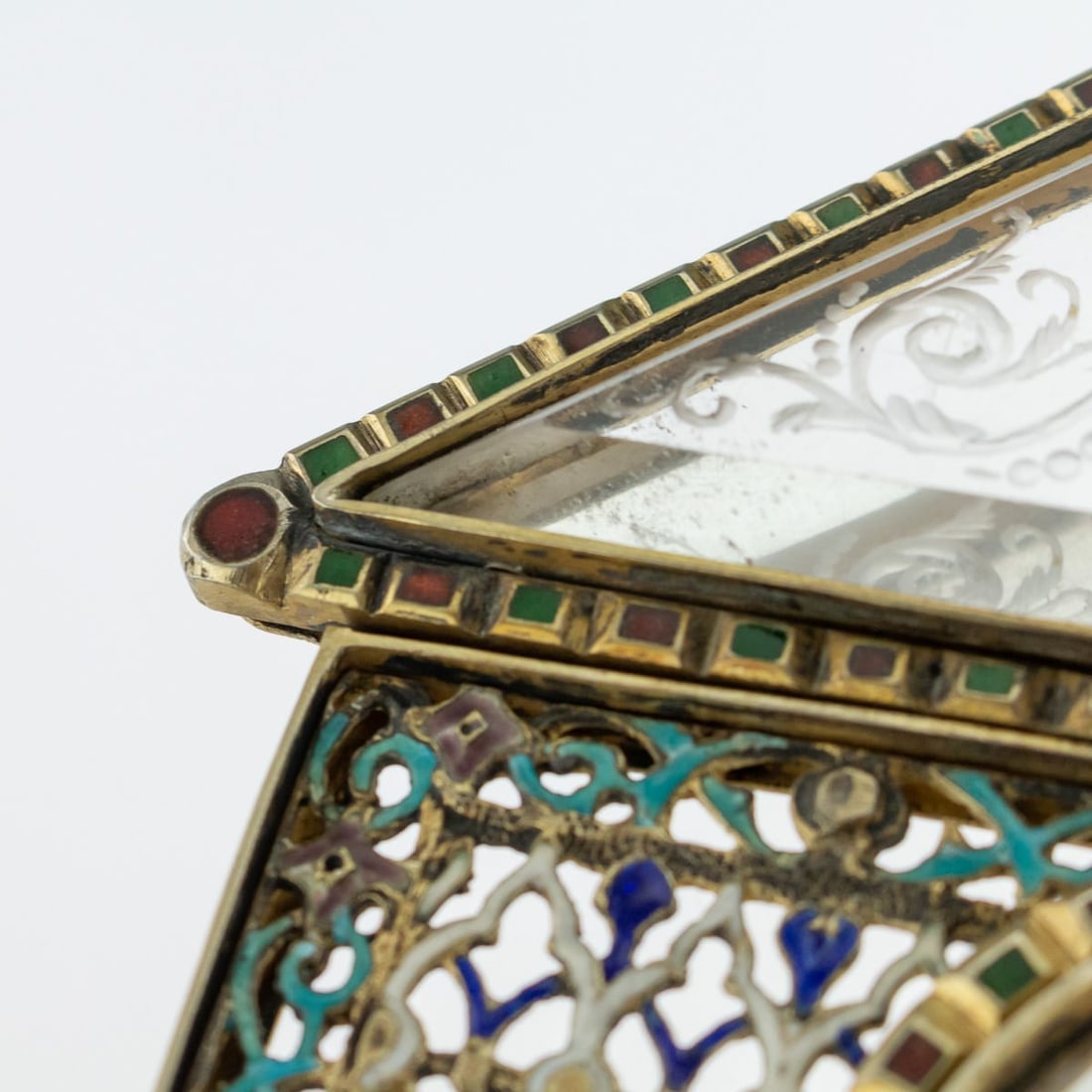 ANTIQUE 19thC AUSTRIAN SOLID SILVER-GILT & ENAMEL RELIQUARY, RUDOLF LINKE c.1890 - 18