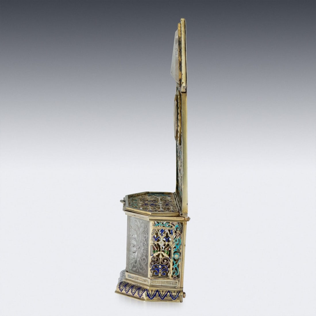 ANTIQUE 19thC AUSTRIAN SOLID SILVER-GILT & ENAMEL RELIQUARY, RUDOLF LINKE c.1890 - 6