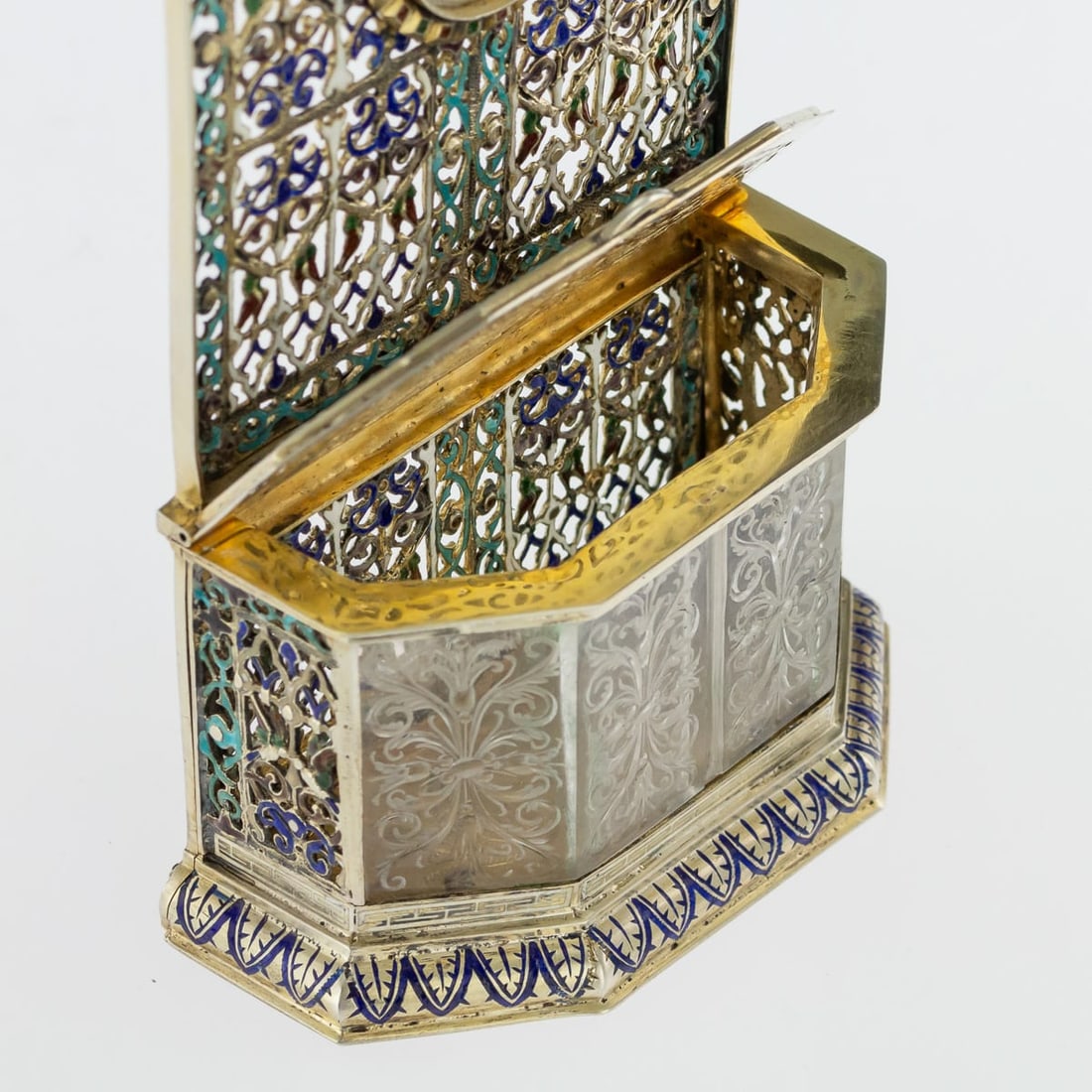 ANTIQUE 19thC AUSTRIAN SOLID SILVER-GILT & ENAMEL RELIQUARY, RUDOLF LINKE c.1890 - 8