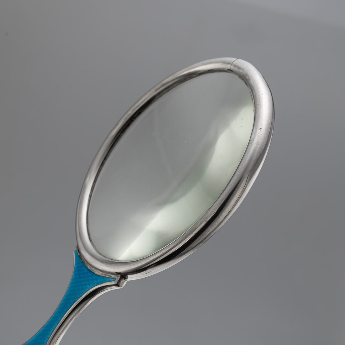 ANTIQUE 20thC ENGLISH SOLID SILVER & GUILLOCHÉ ENAMEL LARGE MAGNIFYING GLASS - 5