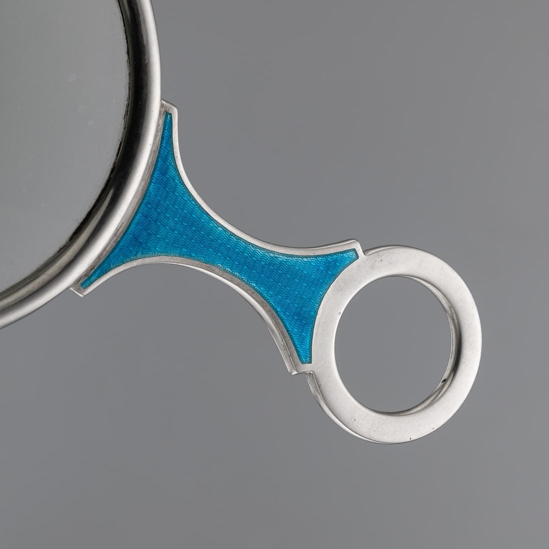 ANTIQUE 20thC ENGLISH SOLID SILVER & GUILLOCHÉ ENAMEL LARGE MAGNIFYING GLASS - 8
