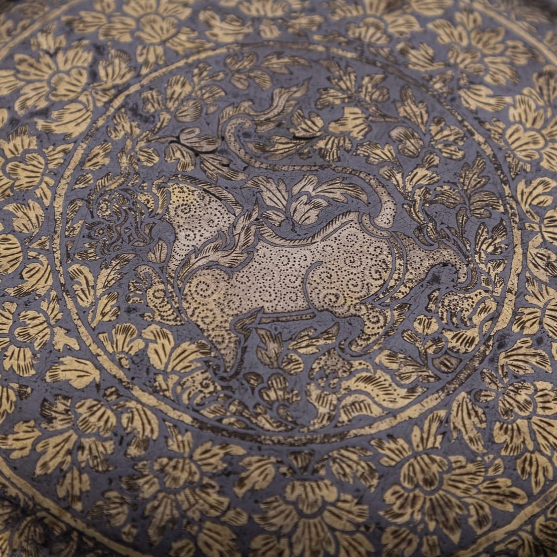 ANTIQUE 19thC THAI SOLID SILVER-GILT NIELLO ENAMEL BOWL, SIAM c.1800 - 10