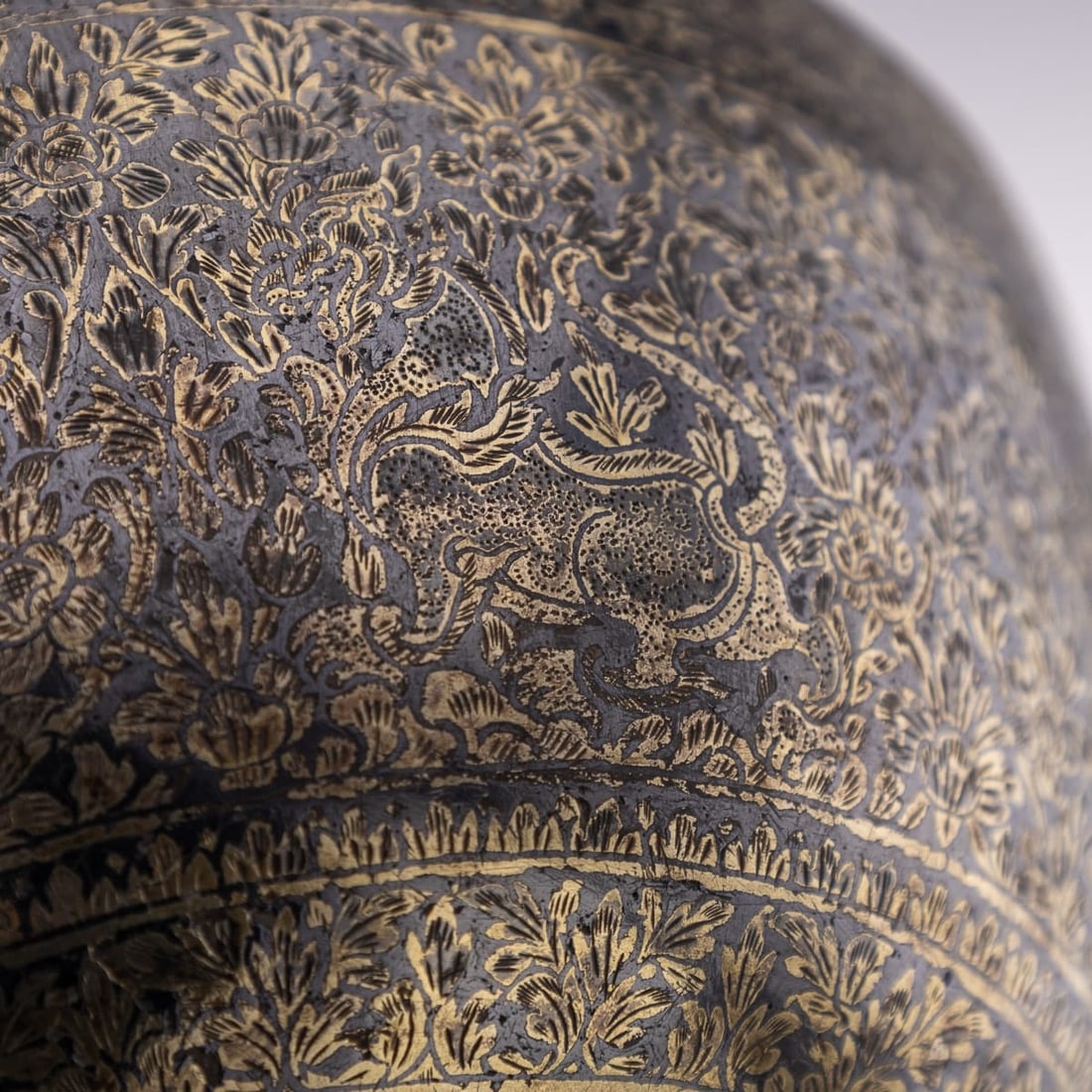 ANTIQUE 19thC THAI SOLID SILVER-GILT NIELLO ENAMEL BOWL, SIAM c.1800 - 15