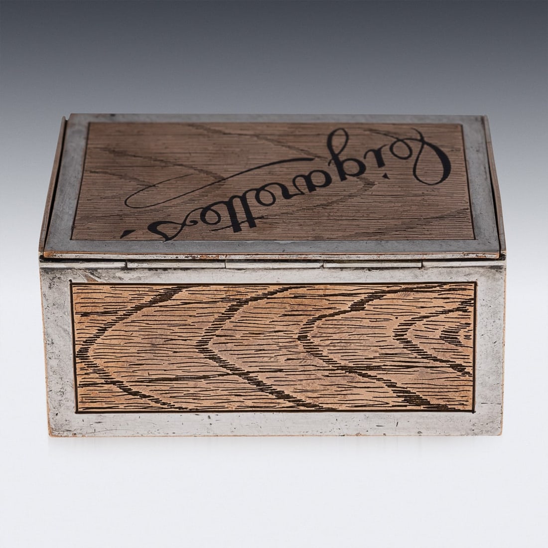 20thC AMERICAN SILVER PLATED TROMPE I'OEIL CIGARETTE BOX, TIFFANY & CO c.1910 - 5