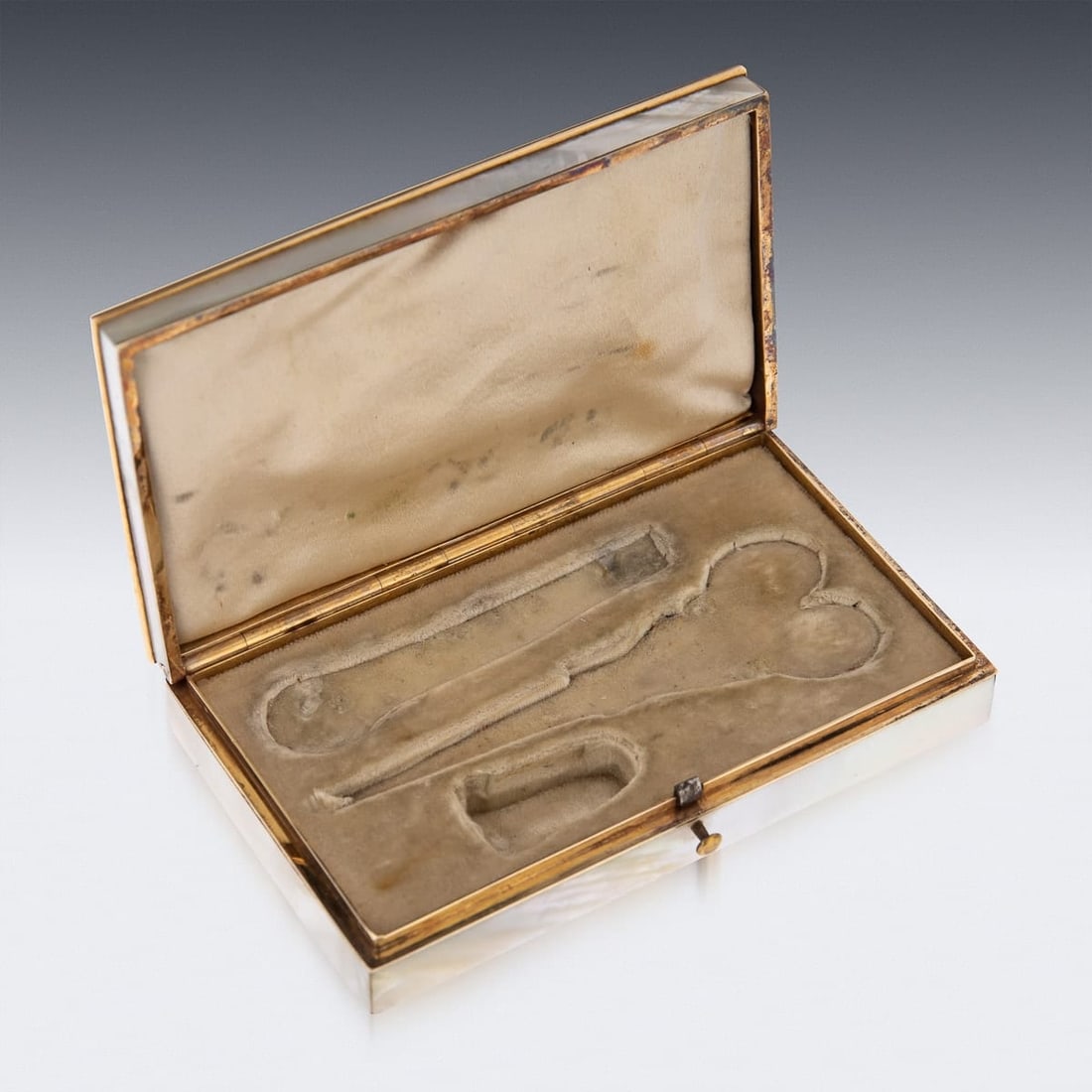 ANTIQUE 19thC FRENCH GOLD MOUNTED & MOTHER OF PEARL ETUI SET c.1870 - 8