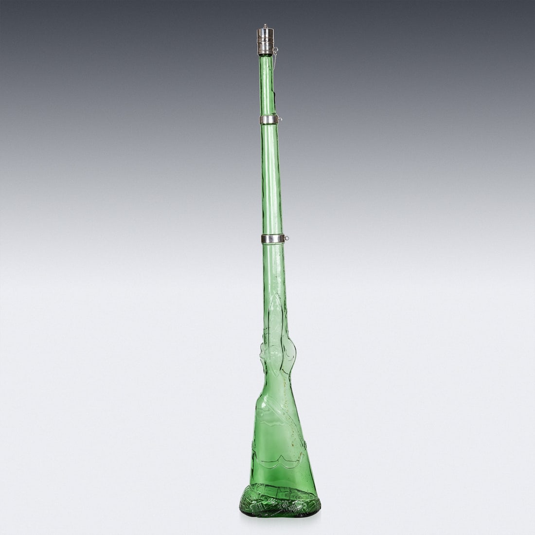 ANTIQUE 20thC FRENCH SOLID SILVER & BLOWN GLASS RIFLE DECANTER c.1920 - 2