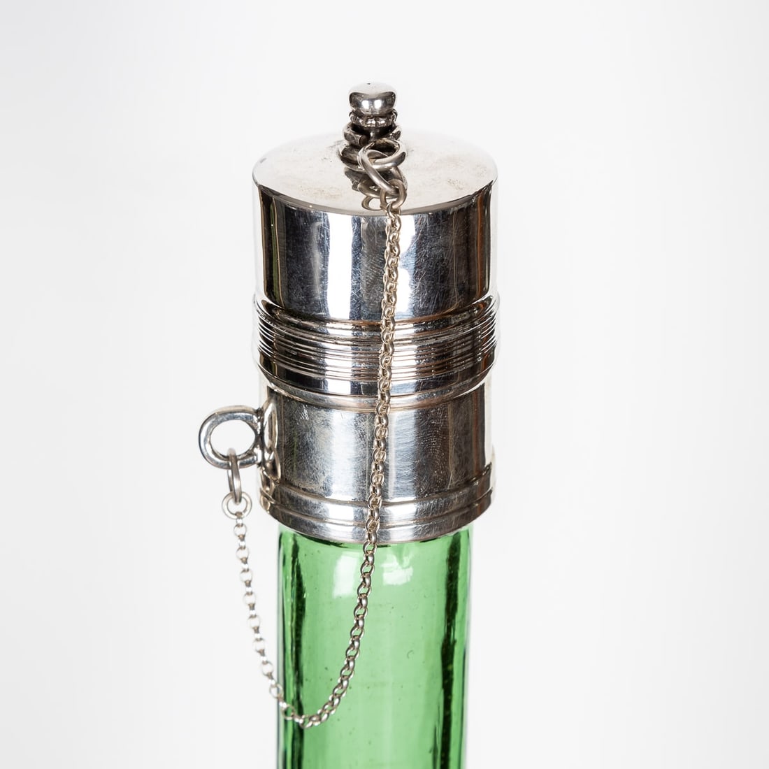 ANTIQUE 20thC FRENCH SOLID SILVER & BLOWN GLASS RIFLE DECANTER c.1920 - 3