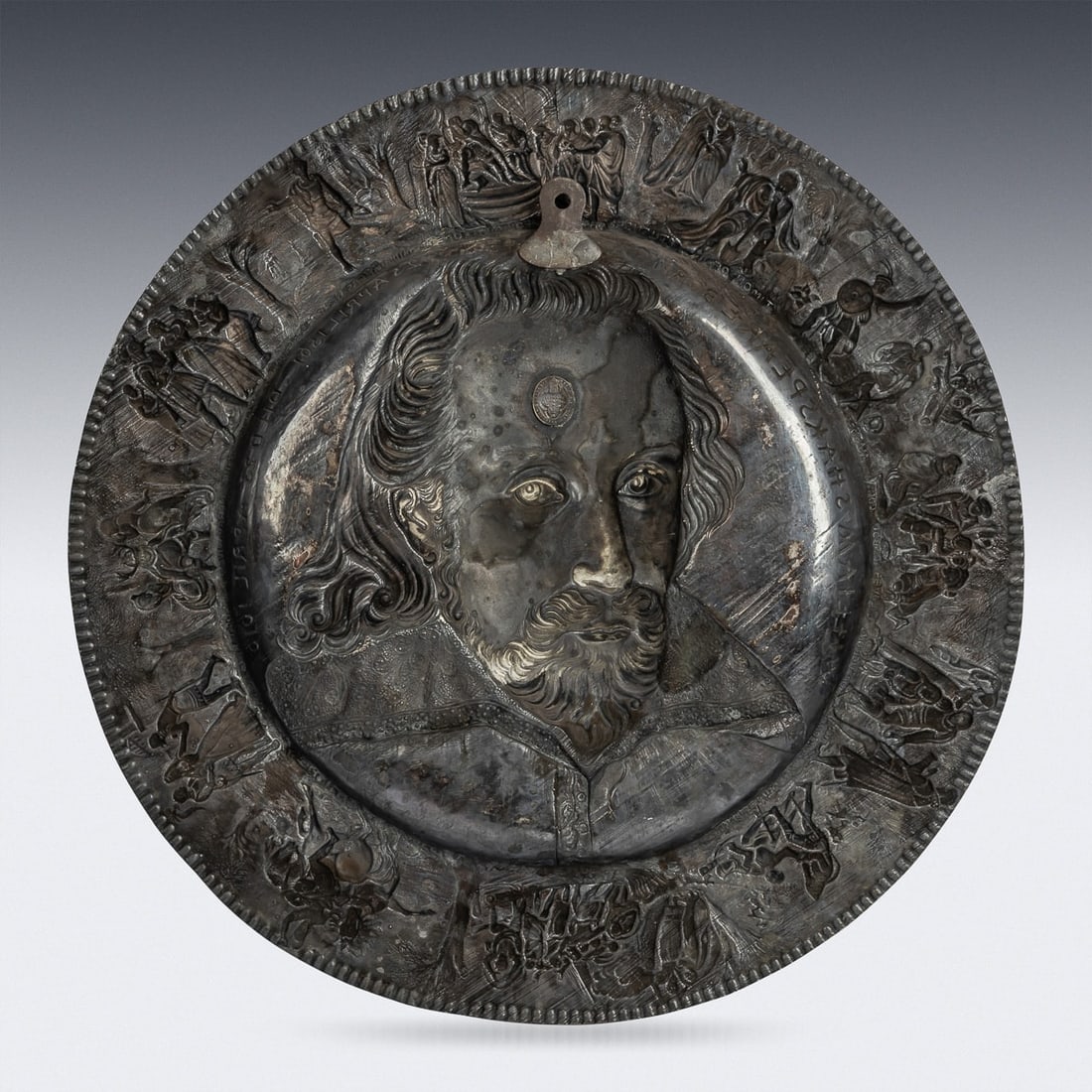 ANTIQUE 19thC VICTORIAN SILVER PLATED SHAKESPEARE CHARGER, ELKINGTON c.1850 - 2