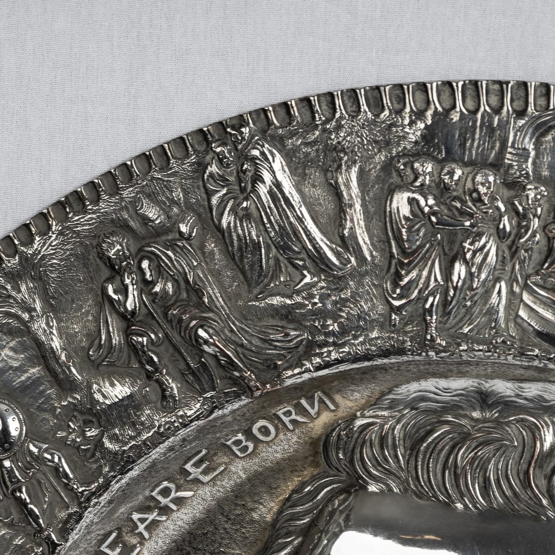 ANTIQUE 19thC VICTORIAN SILVER PLATED SHAKESPEARE CHARGER, ELKINGTON c.1850 - 3