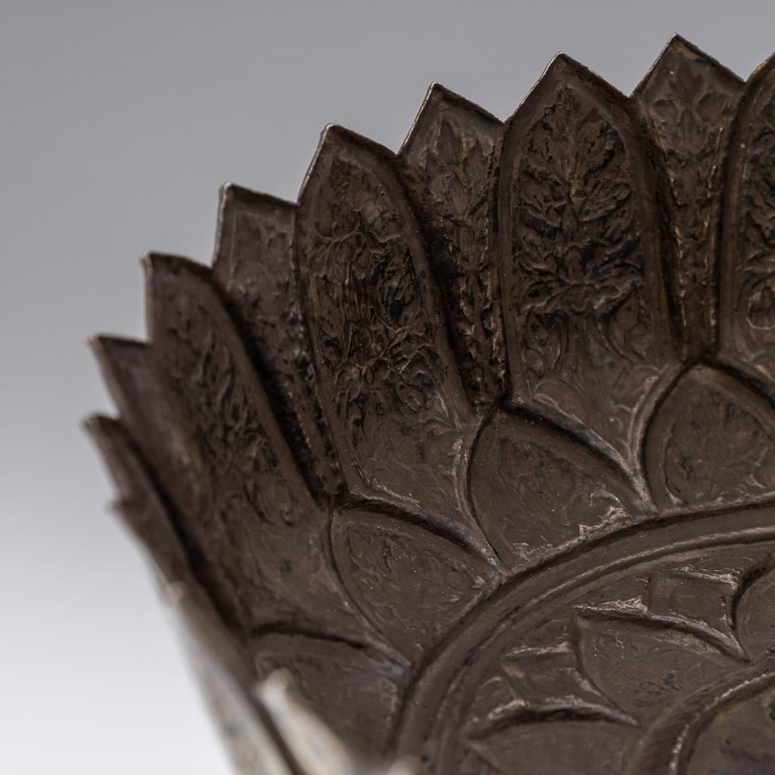 ANTIQUE 19thC THAI SOLID SILVER-GILT NIELLO ENAMEL BOWL, SIAM c.1800 - 11